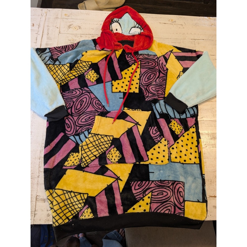 Disney Nightmare Before Christmas Sally Velour Patchwork Hooded Pullover XLarge